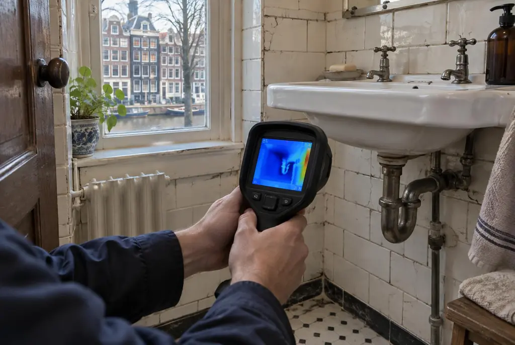 Lekdetectie Stolwijk – badkamer met oude leidingen achter de tegels