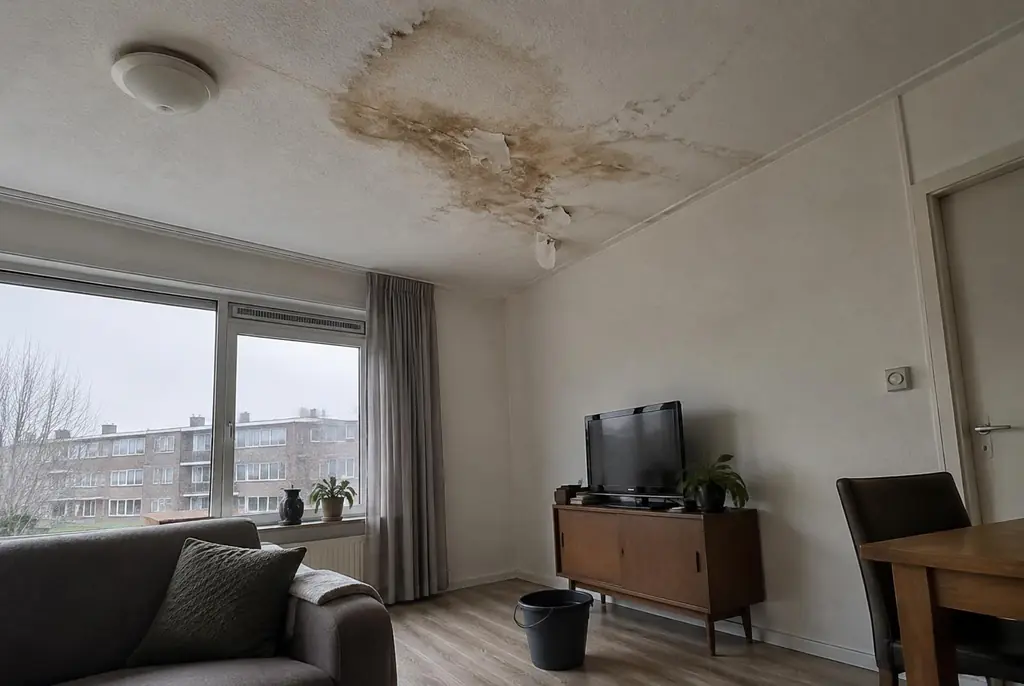 Lekdetectie Stolwijk – vochtplek op het plafond onder een badkamer